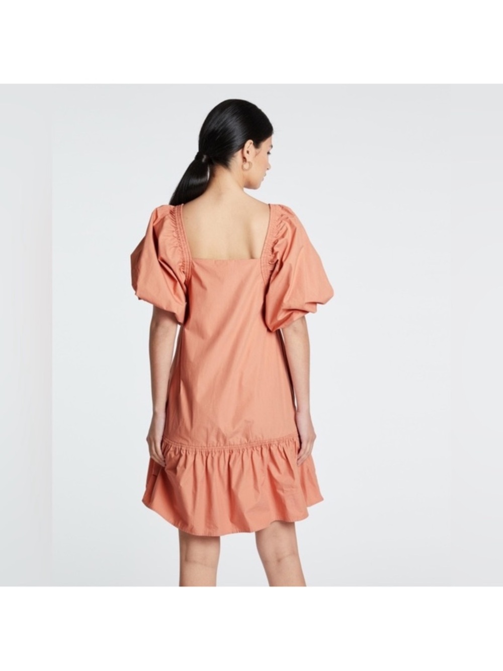 Anthropologie Magali Pascal Stella Puff Sleeve boho  Tunic Dress in Peach size S - Picture 4 of 11